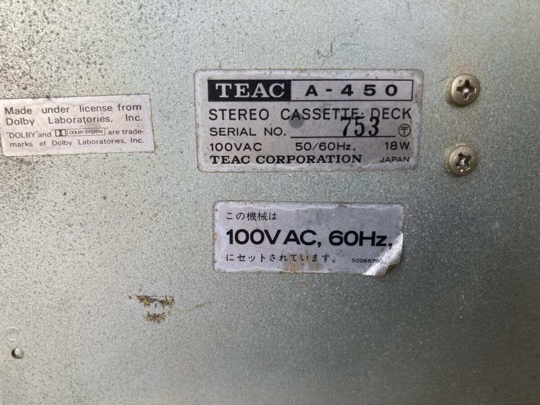TEAC ティアック カセットデッキ A-450 ジャンク