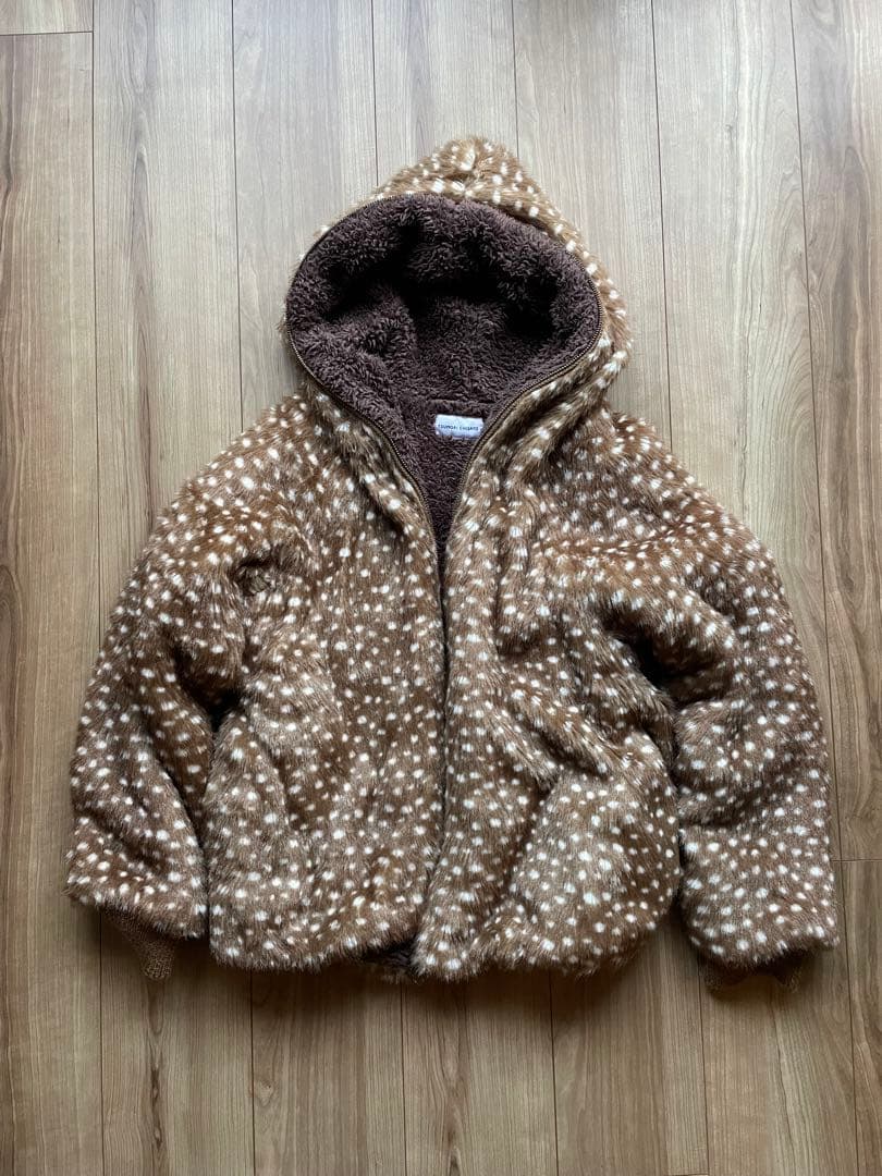 ツモリチサト　バンビ柄　フェイクファー ジャケット　M