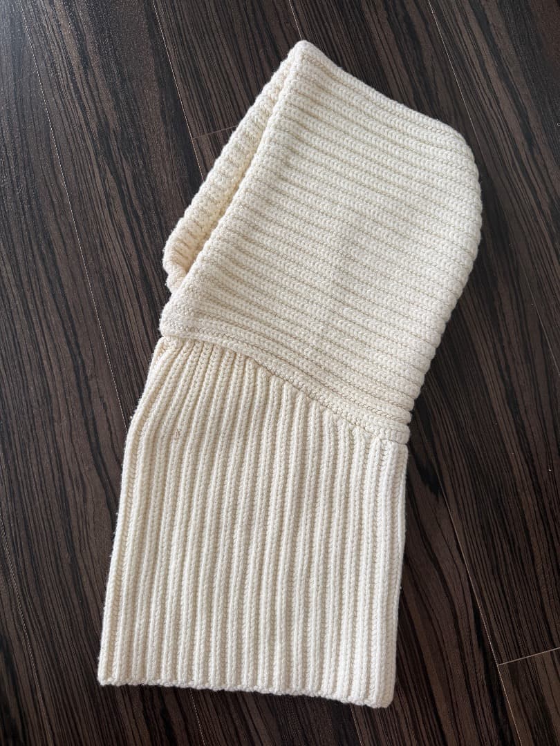 YVES SAINT LAURENT カシミヤ混ニットフードマフラー アイボリー