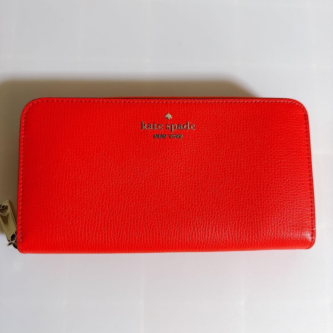 未使用 kate spade 赤 レザー 長財布