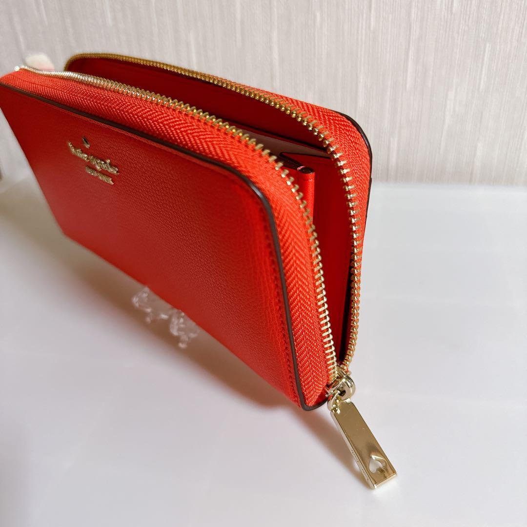 未使用 kate spade 赤 レザー 長財布