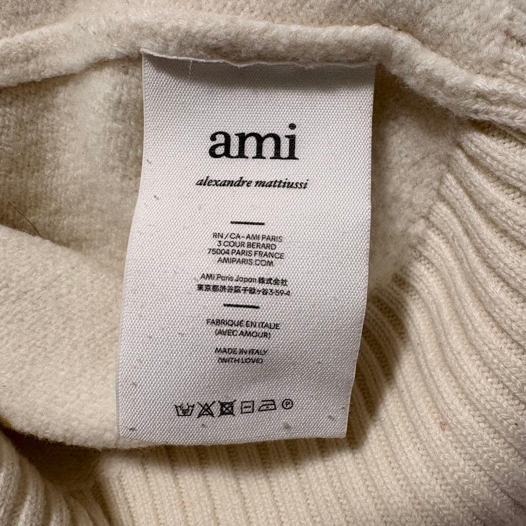 AMI PARIS ハートロゴ タートルネックニット M 厚手 ワンポイントロゴ