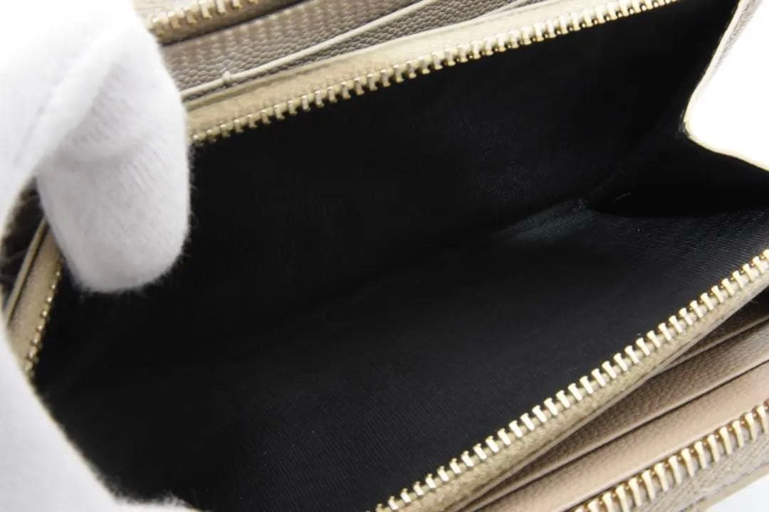 SAINT LAURENT ラウンドファスナー　カサンドラ　ベージュ