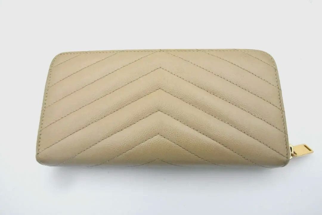 SAINT LAURENT ラウンドファスナー　カサンドラ　ベージュ