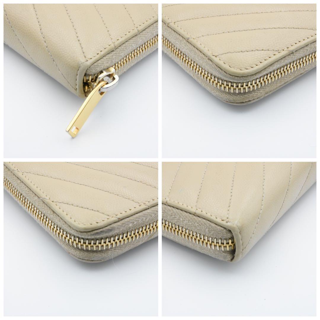 SAINT LAURENT ラウンドファスナー　カサンドラ　ベージュ