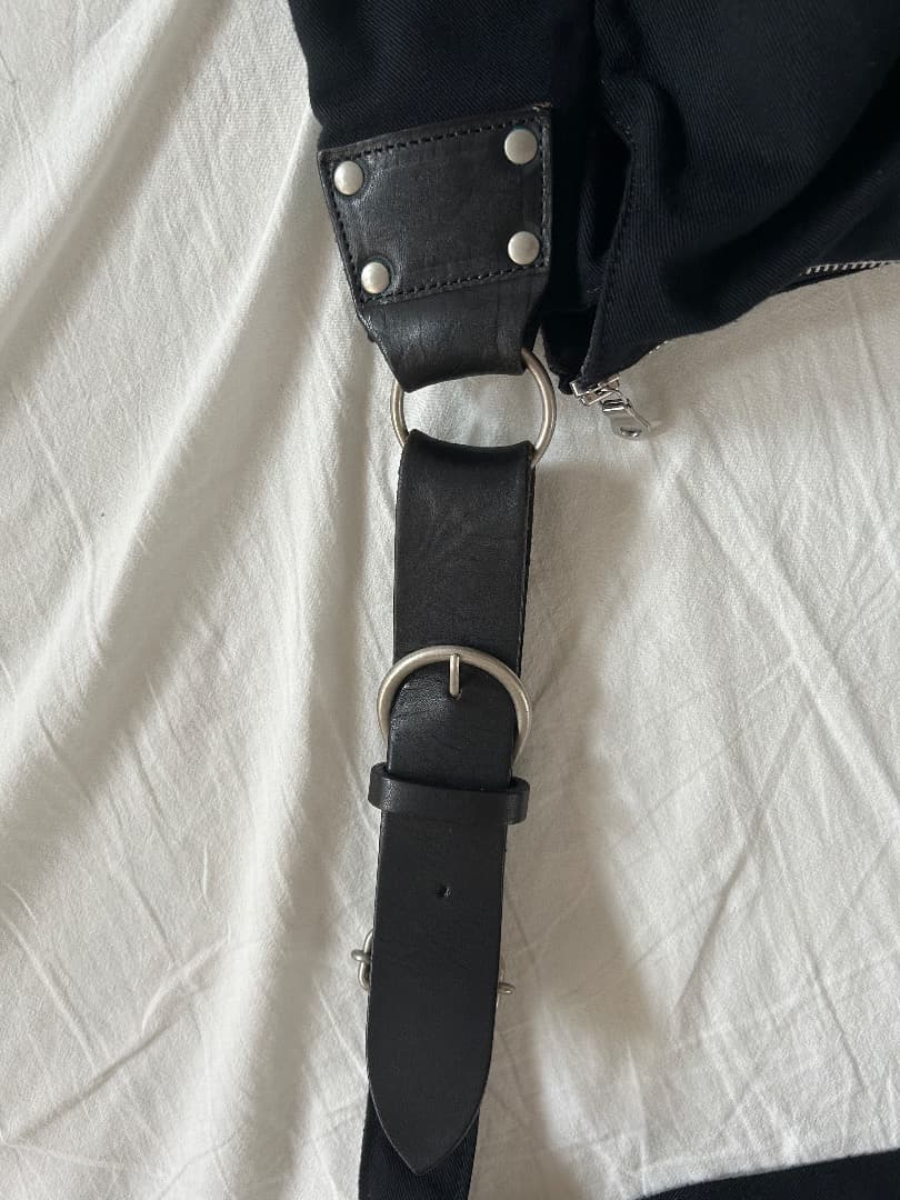 Y’s for men ショルダーバッグ 大容量 ウールギャバ レザー