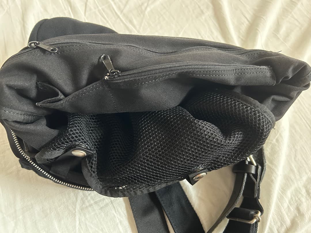 Y’s for men ショルダーバッグ 大容量 ウールギャバ レザー