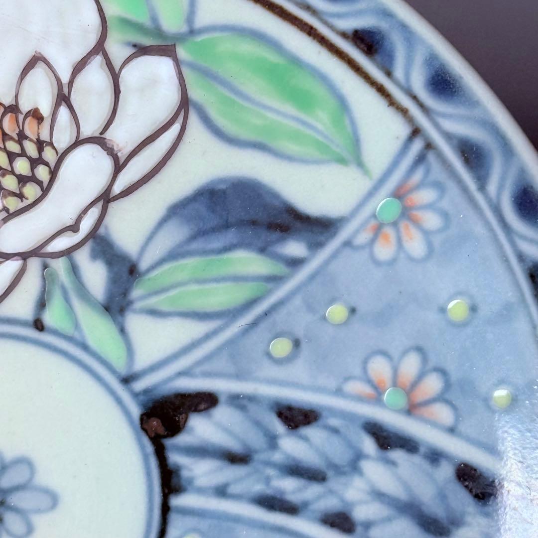 五代　佐藤走波　七十五才　染錦木蓮文カップ＆ソーサー　コレクター放出品