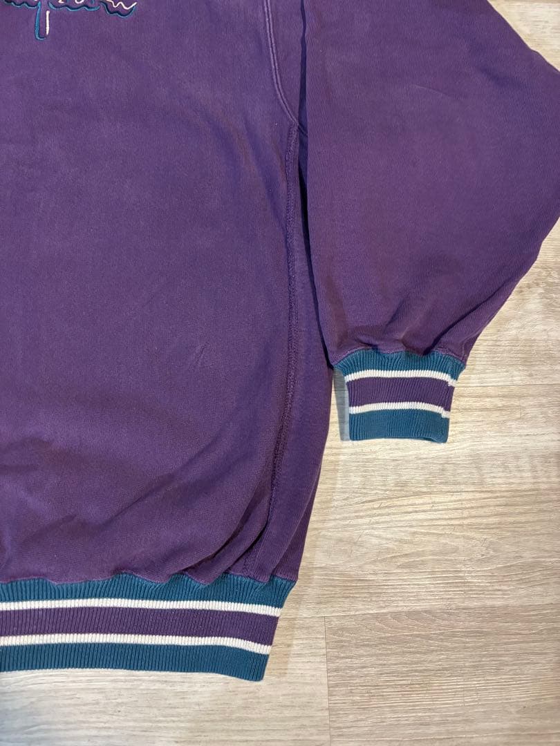 273Champion リバースウィーブ 刺繍ロゴ 紫 USA製