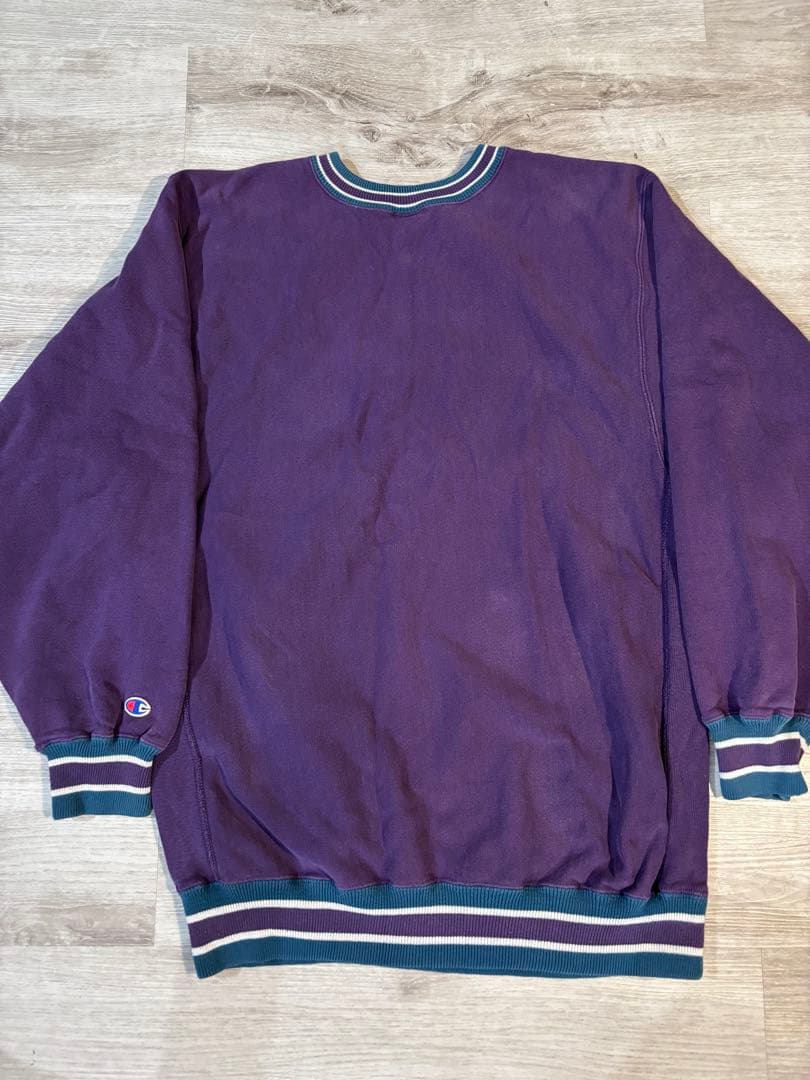 273Champion リバースウィーブ 刺繍ロゴ 紫 USA製