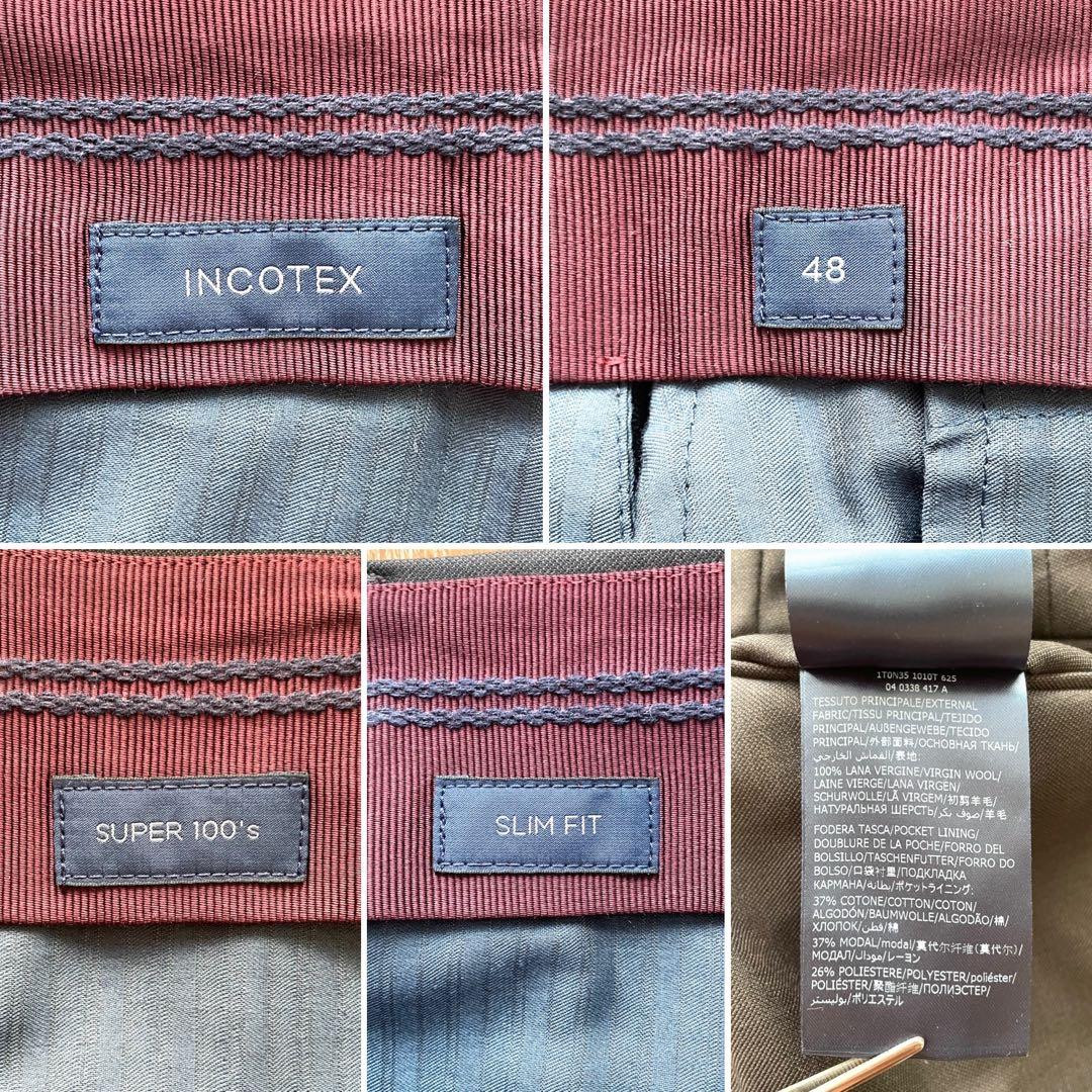 【美品】INCOTEX SUPER100'S ウール スラックス パンツ 48