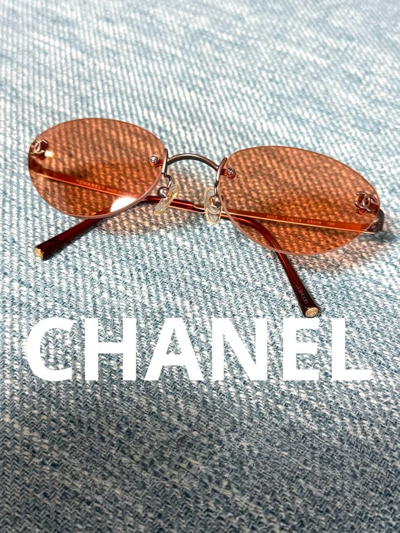 CHANEL サングラス✨ココマーク✨オレンジ　リムレス　ヴィンテージ　4003