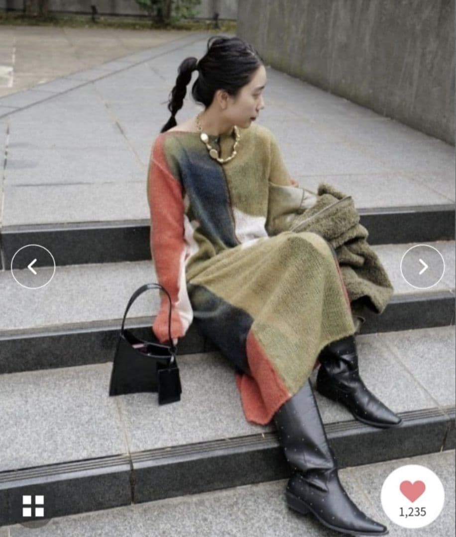 Ameri　LITTLE FUNNY FACE KNIT DRESS