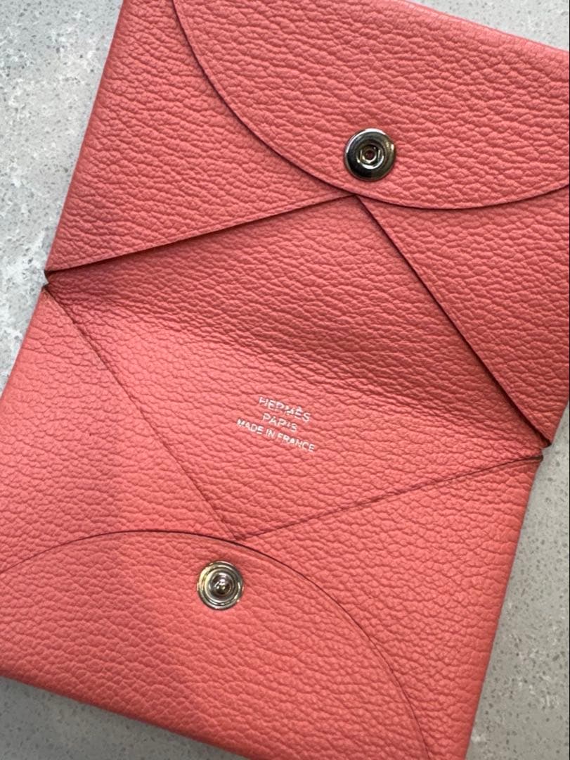HERMES カルヴィ　ピンク　名刺入れ　カードケース　エルメス