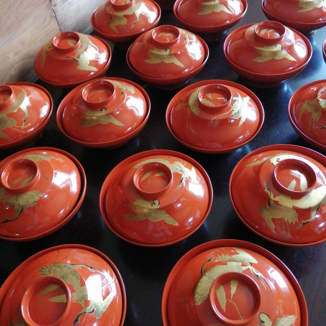 木製本漆塗　金蒔絵朱吸物椀　20客　12.5cm　大正期