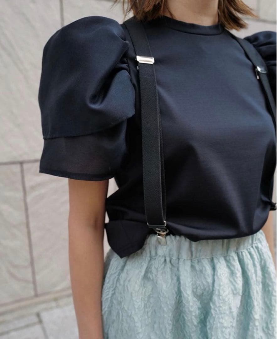 【新品未使用タグ付】MACAHTTT シアーパフドッキングTシャツ