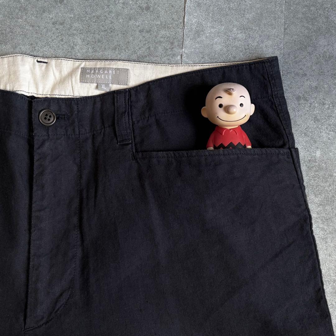 【美品】マーガレットハウエル コットンリネン ワークパンツ ワイドフィット XL