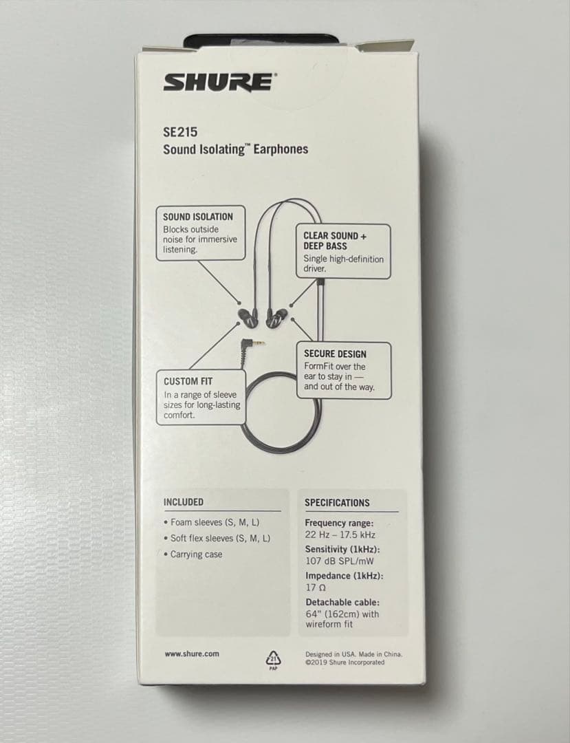 SHURE シュア イヤホン SE215-K-A