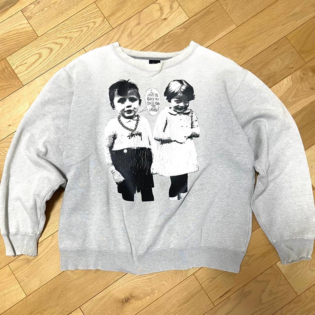 【00s】stussy kids print sweat shirt
