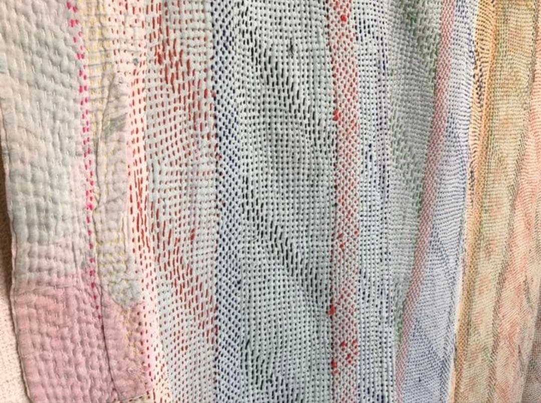 金糸が美しいラリーキルト カンタ刺繍　刺し子　エスニック　ハンドメイド　パッチワ