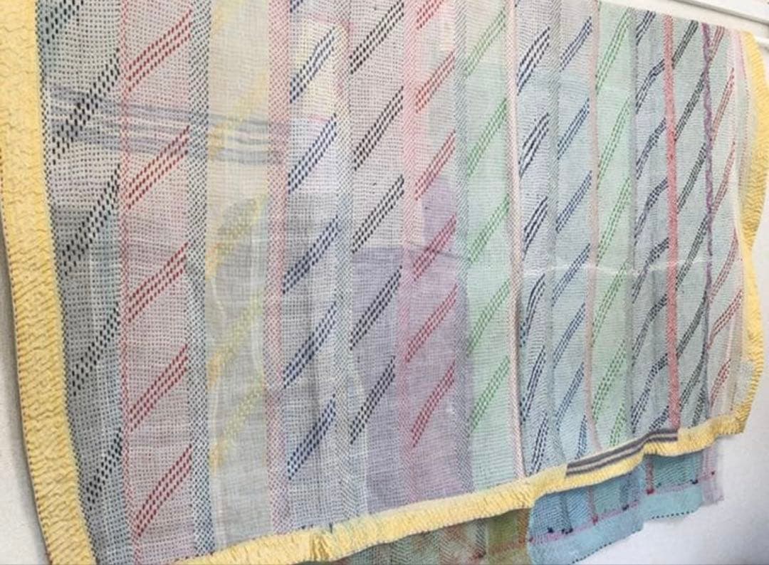 金糸が美しいラリーキルト カンタ刺繍　刺し子　エスニック　ハンドメイド　パッチワ