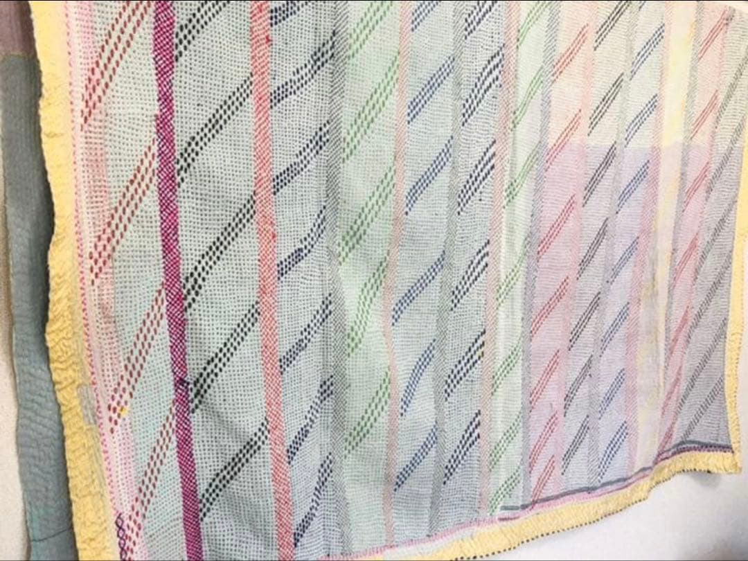 金糸が美しいラリーキルト カンタ刺繍　刺し子　エスニック　ハンドメイド　パッチワ