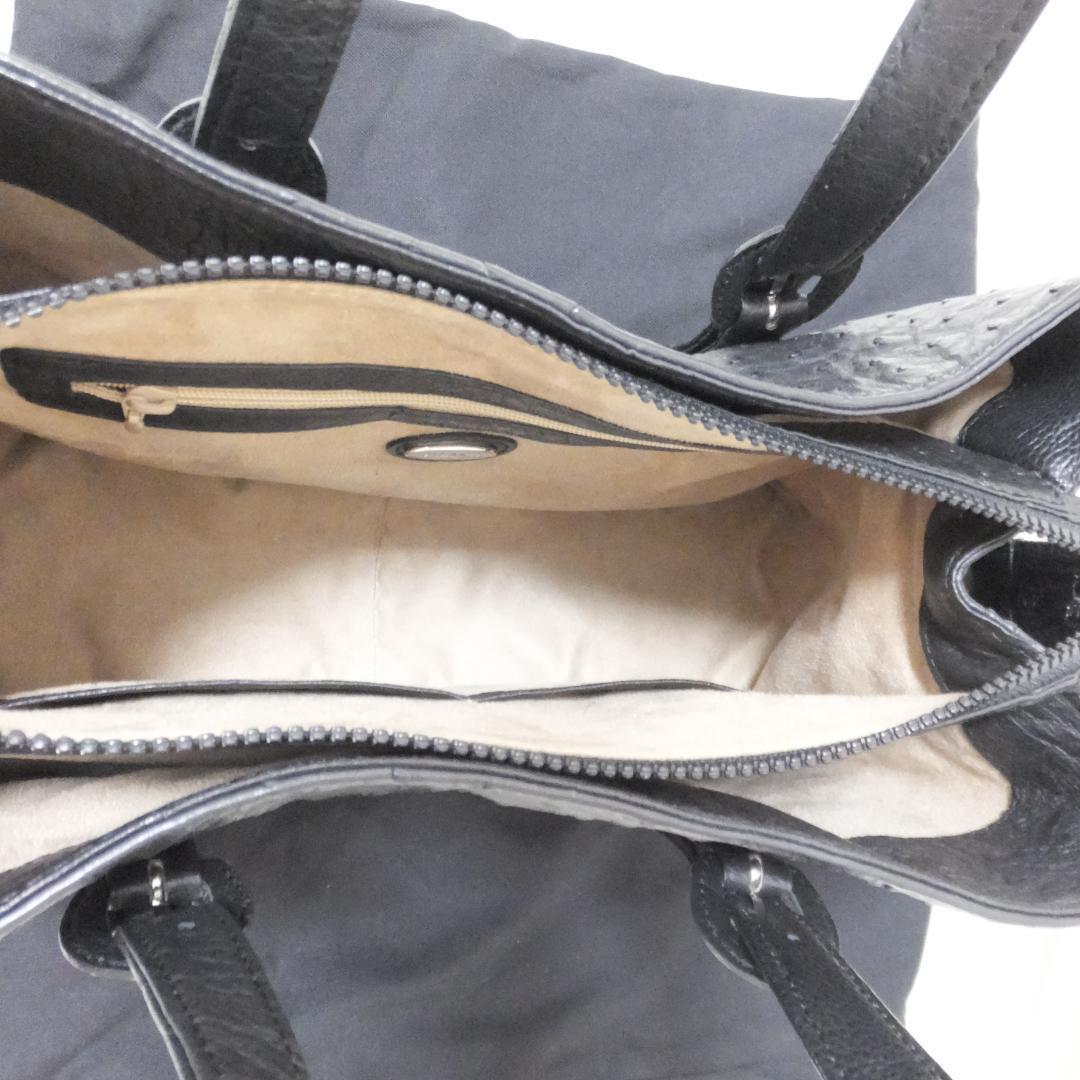 未使用　Takechi　ブラック　オーストリッチ　ハンドバッグ　黒　■　Q313