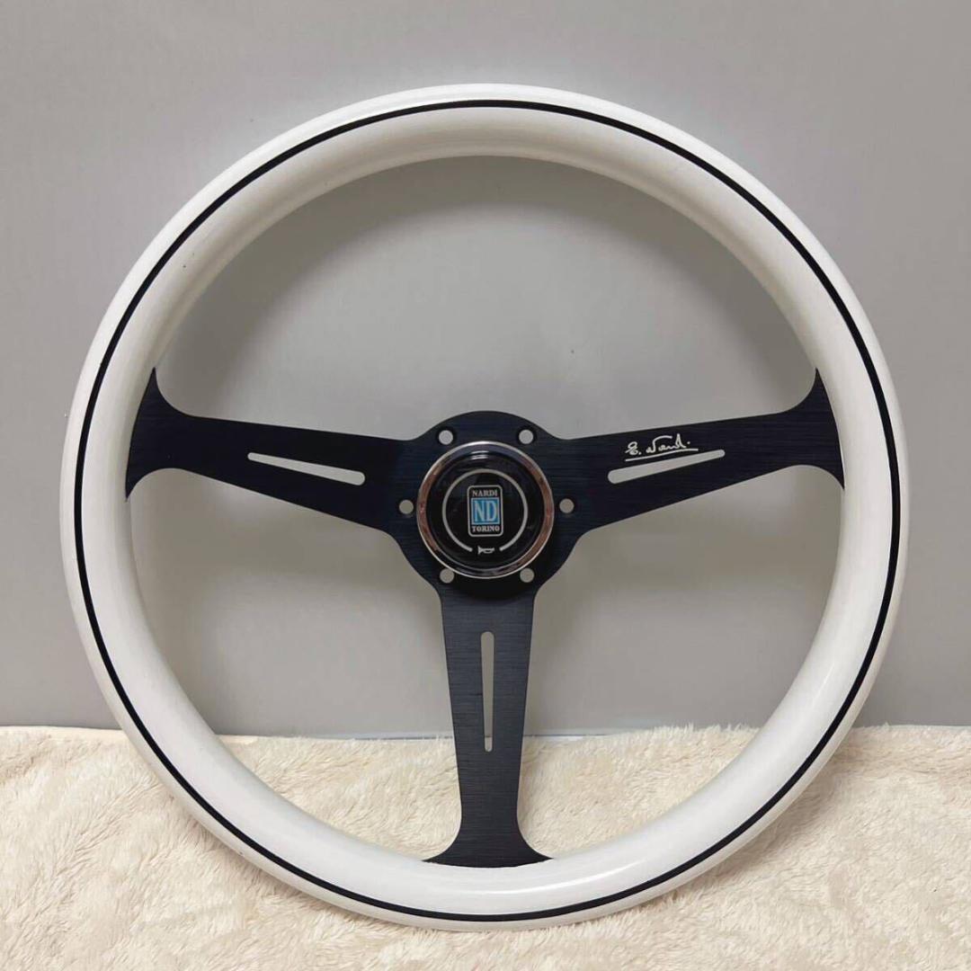 祝日割！ナルディ ステアリング 社外 送料無料 白 ホワイト ブラック ホーン