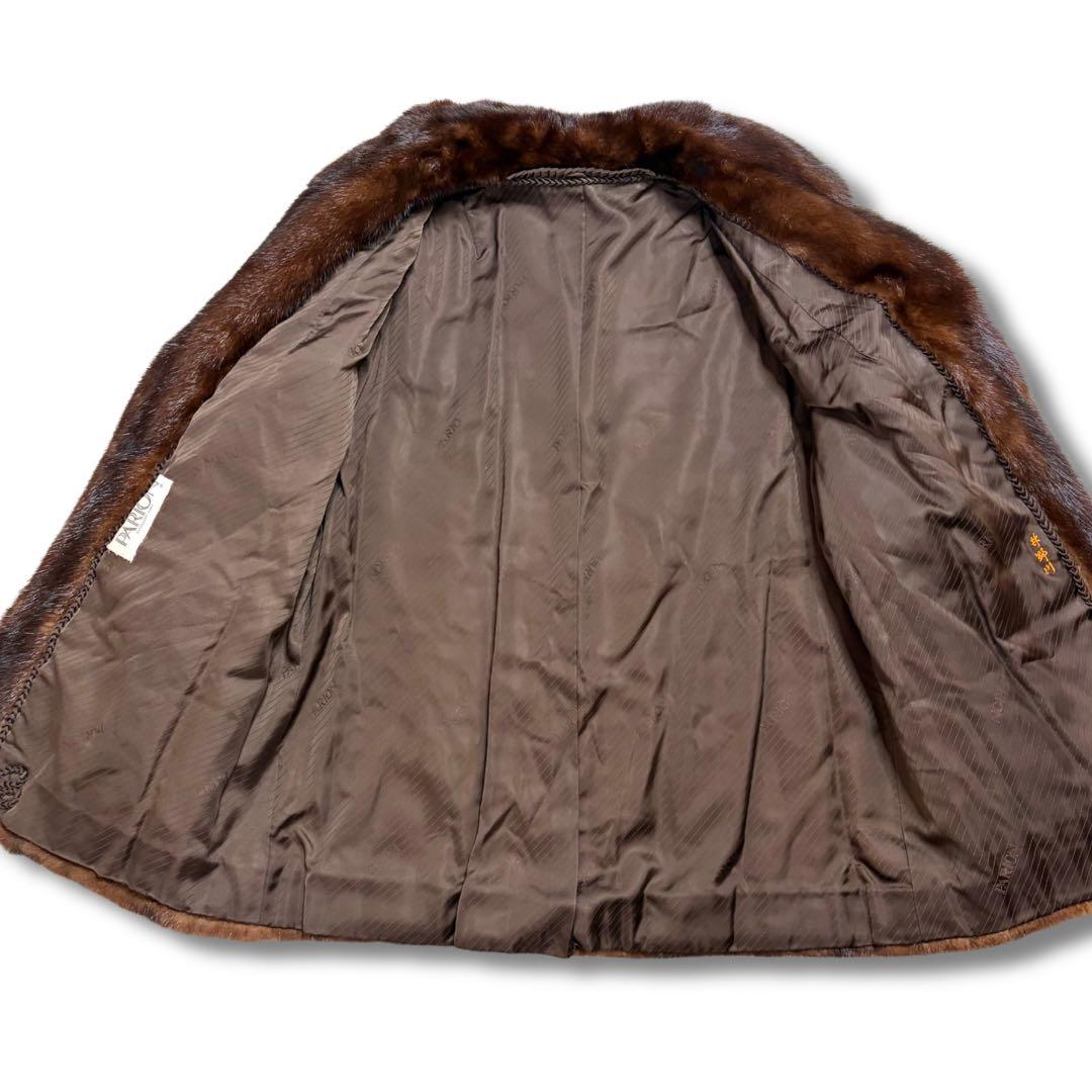 【美品/艶良】デミバフミンク リアルファーコート ハーフ丈 本毛皮 貂 毛並み◎