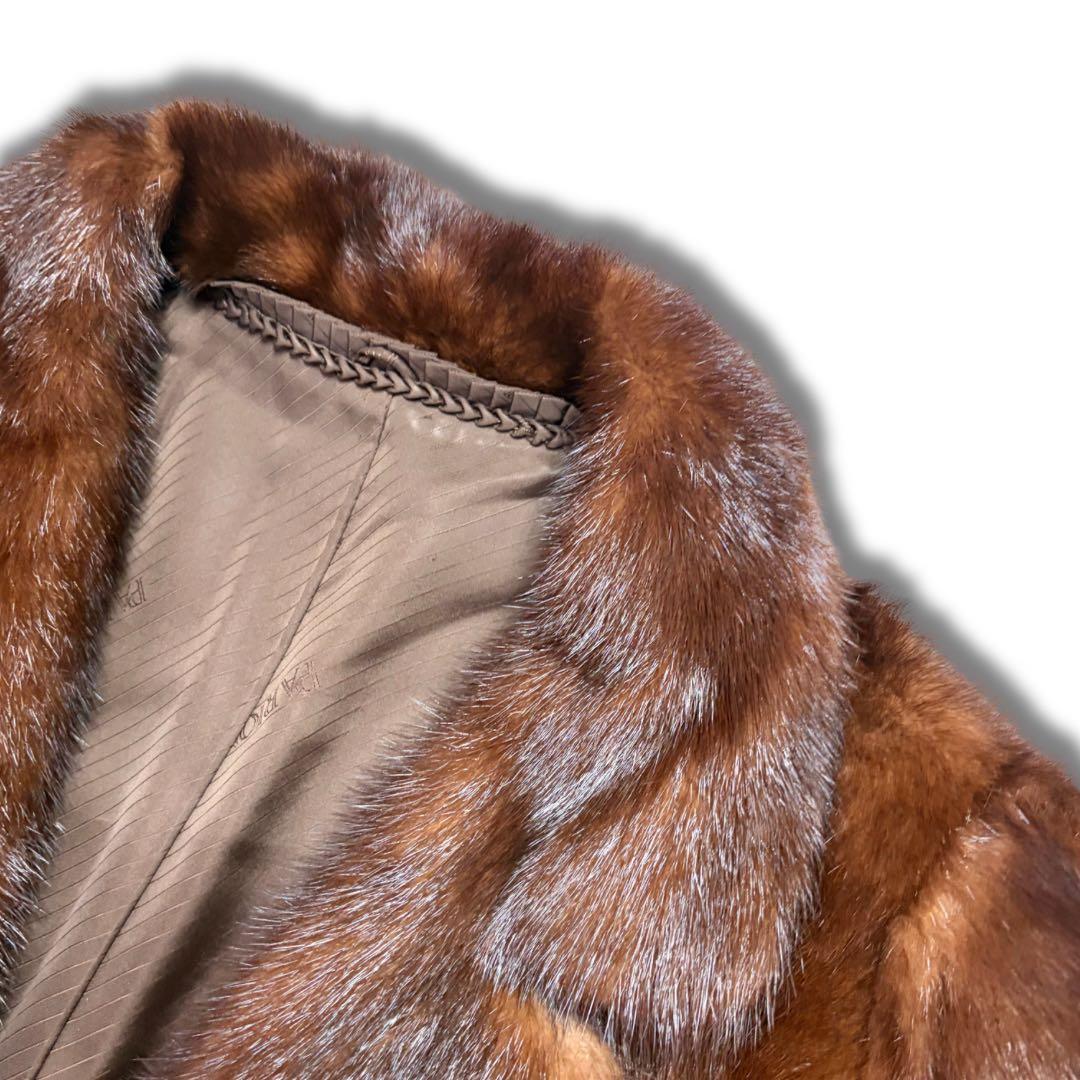 【美品/艶良】デミバフミンク リアルファーコート ハーフ丈 本毛皮 貂 毛並み◎