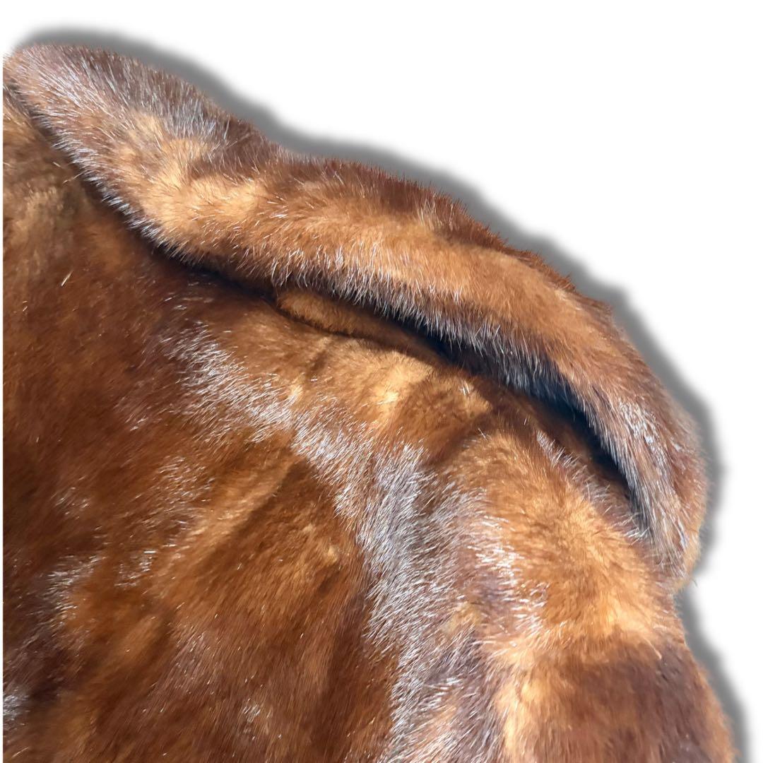 【美品/艶良】デミバフミンク リアルファーコート ハーフ丈 本毛皮 貂 毛並み◎