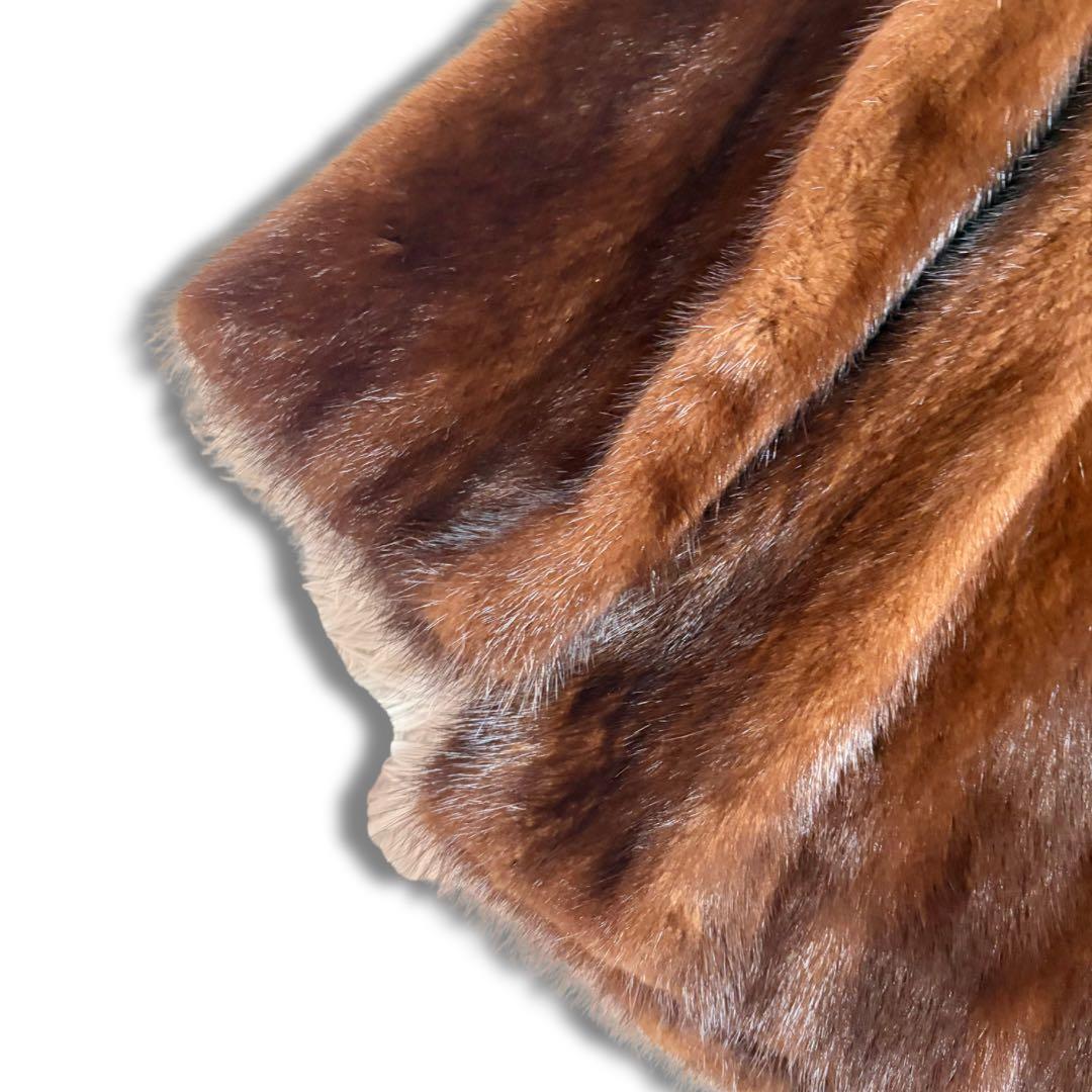 【美品/艶良】デミバフミンク リアルファーコート ハーフ丈 本毛皮 貂 毛並み◎