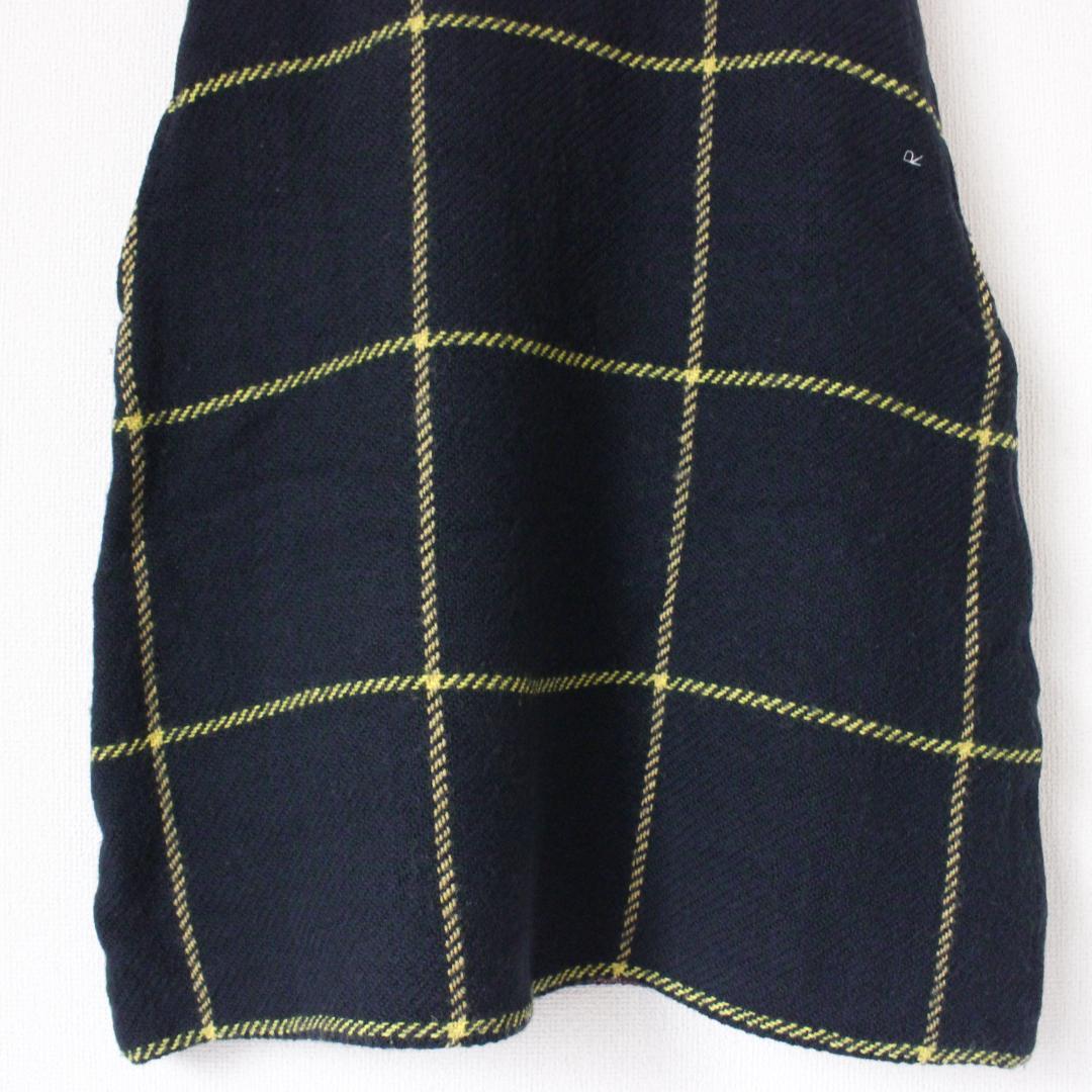 45R ウールツイードのジャンパースカート Lサイズ グリーン ニット