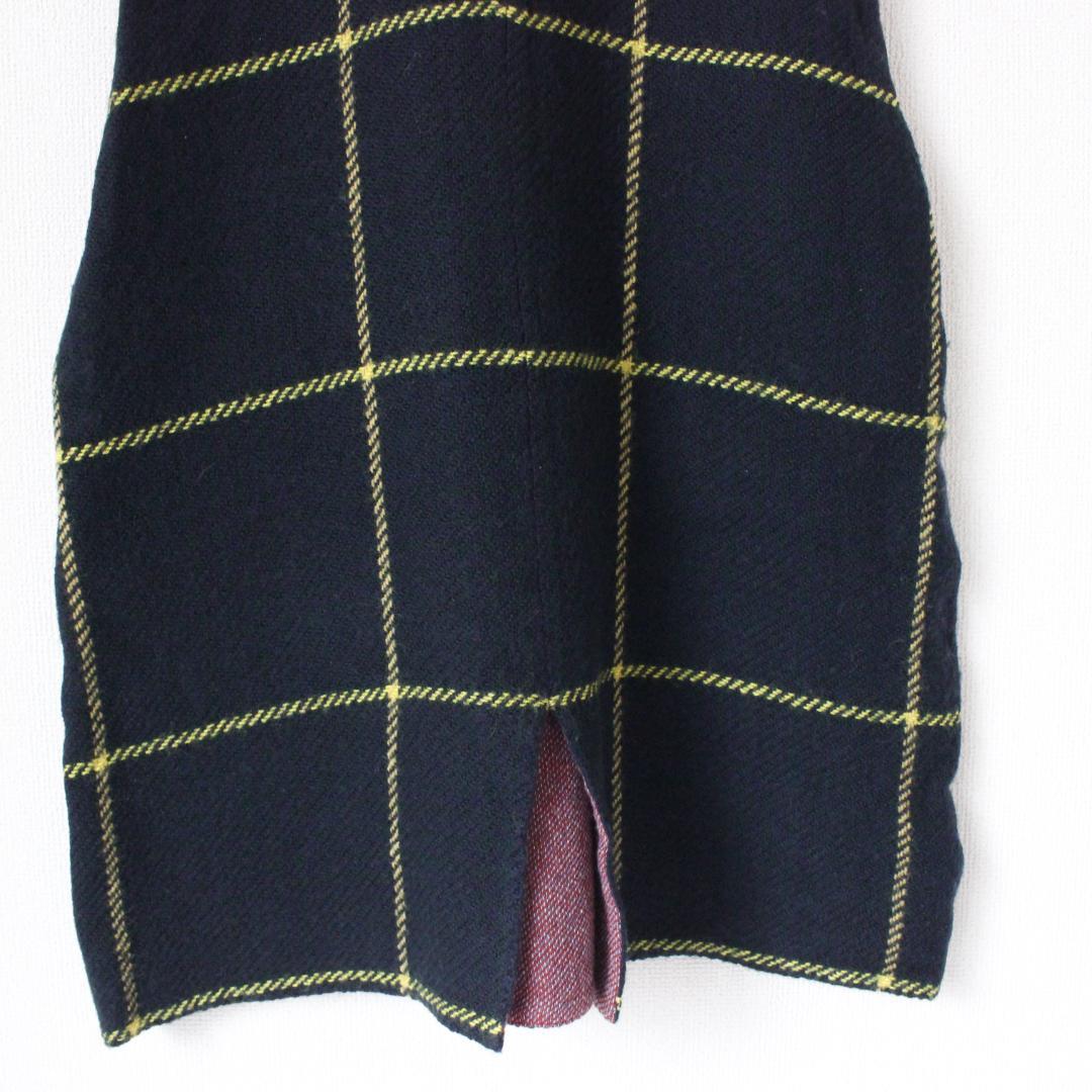 45R ウールツイードのジャンパースカート Lサイズ グリーン ニット