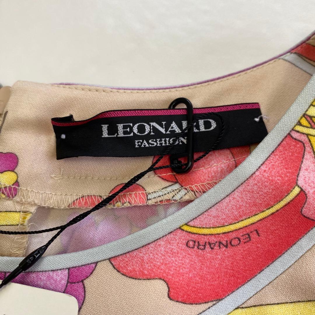 タグ付き新品★LEONARD レオナール 半袖カットソー カンカン素材 花柄40