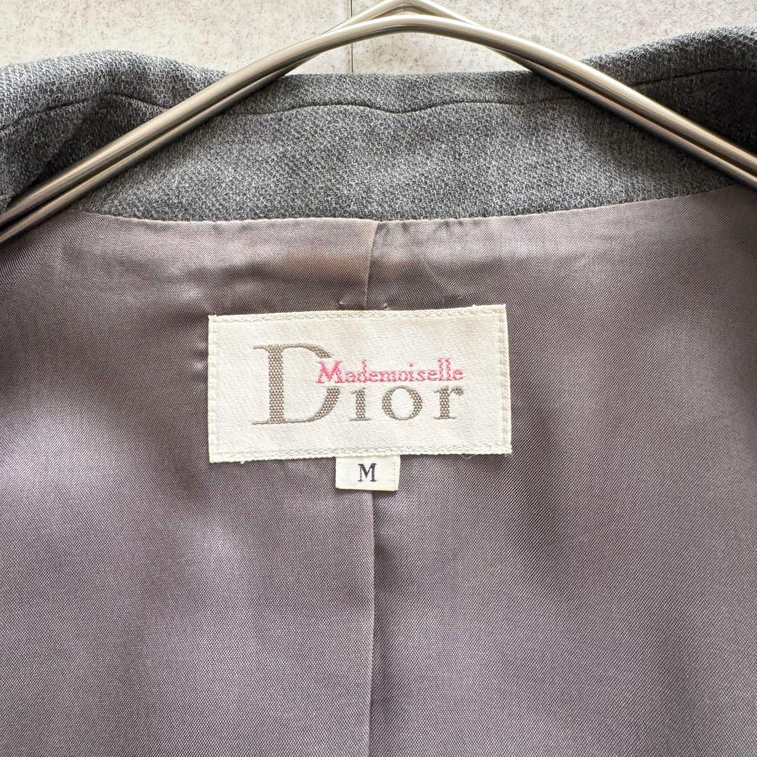 クリスチャンディオール　マドモアゼル　ジャケット　チェック柄　グレー　M　ウール