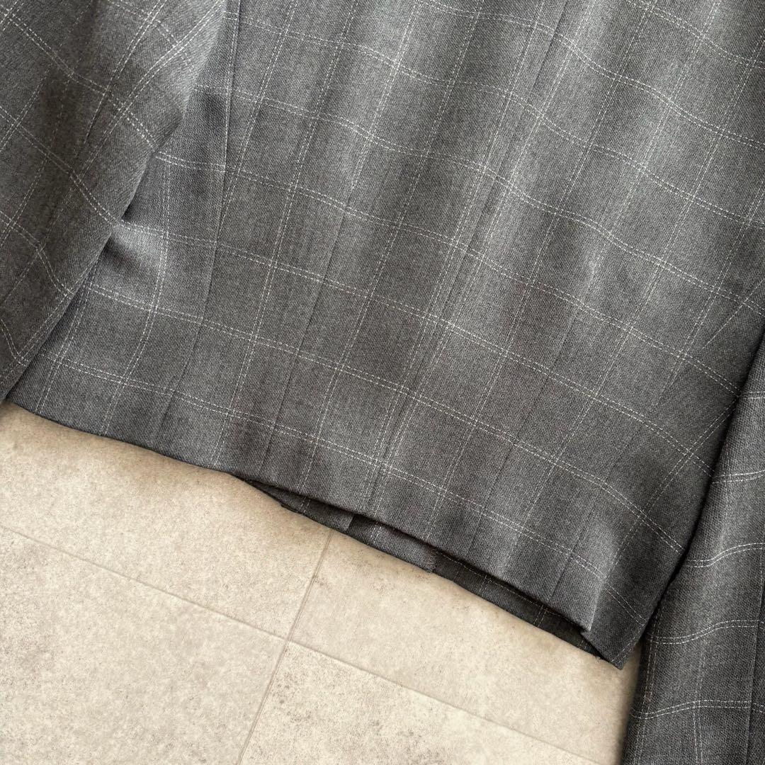 クリスチャンディオール　マドモアゼル　ジャケット　チェック柄　グレー　M　ウール