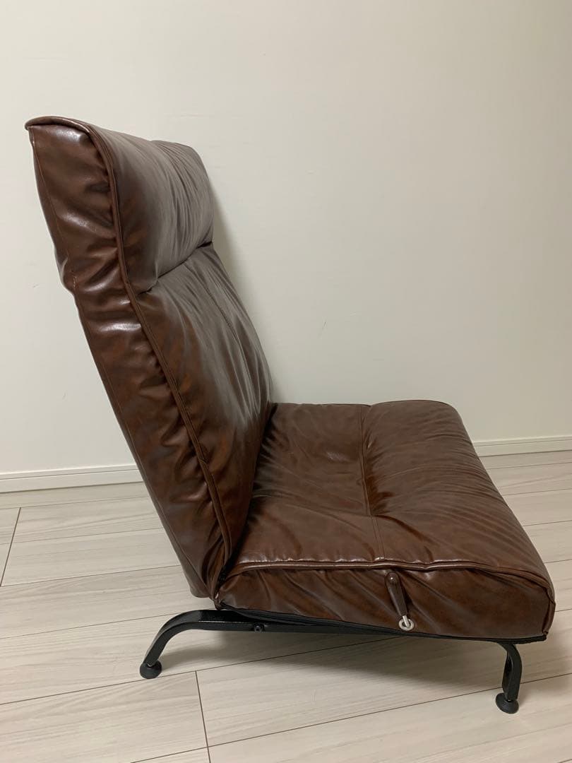 ブラウン ソフトレザー 1人掛けソファ リクライニング