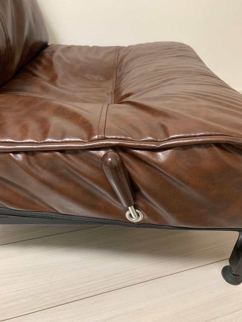 ブラウン ソフトレザー 1人掛けソファ リクライニング