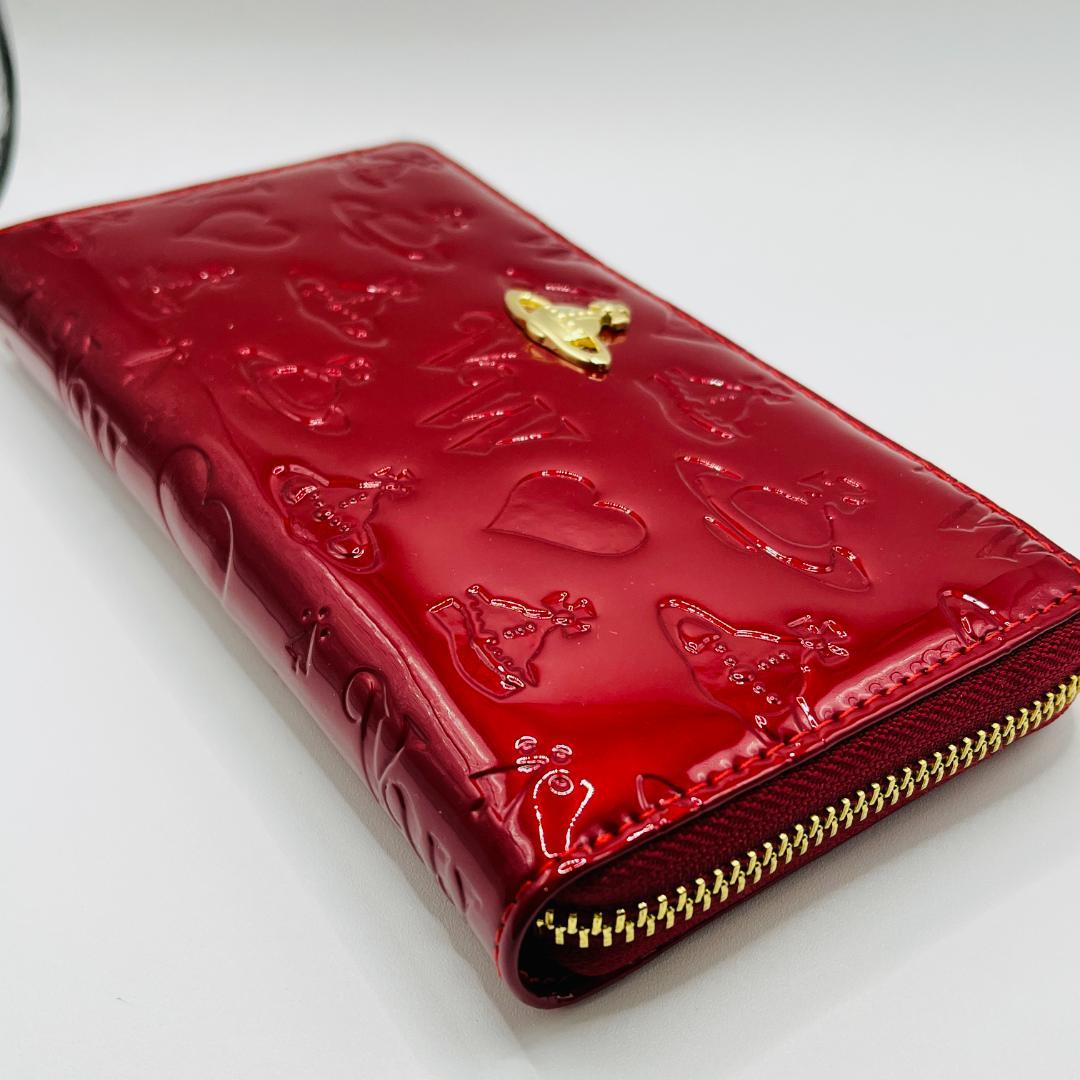 未使用 Vivienne Westwood 長財布 赤 型押し エナメル 人気