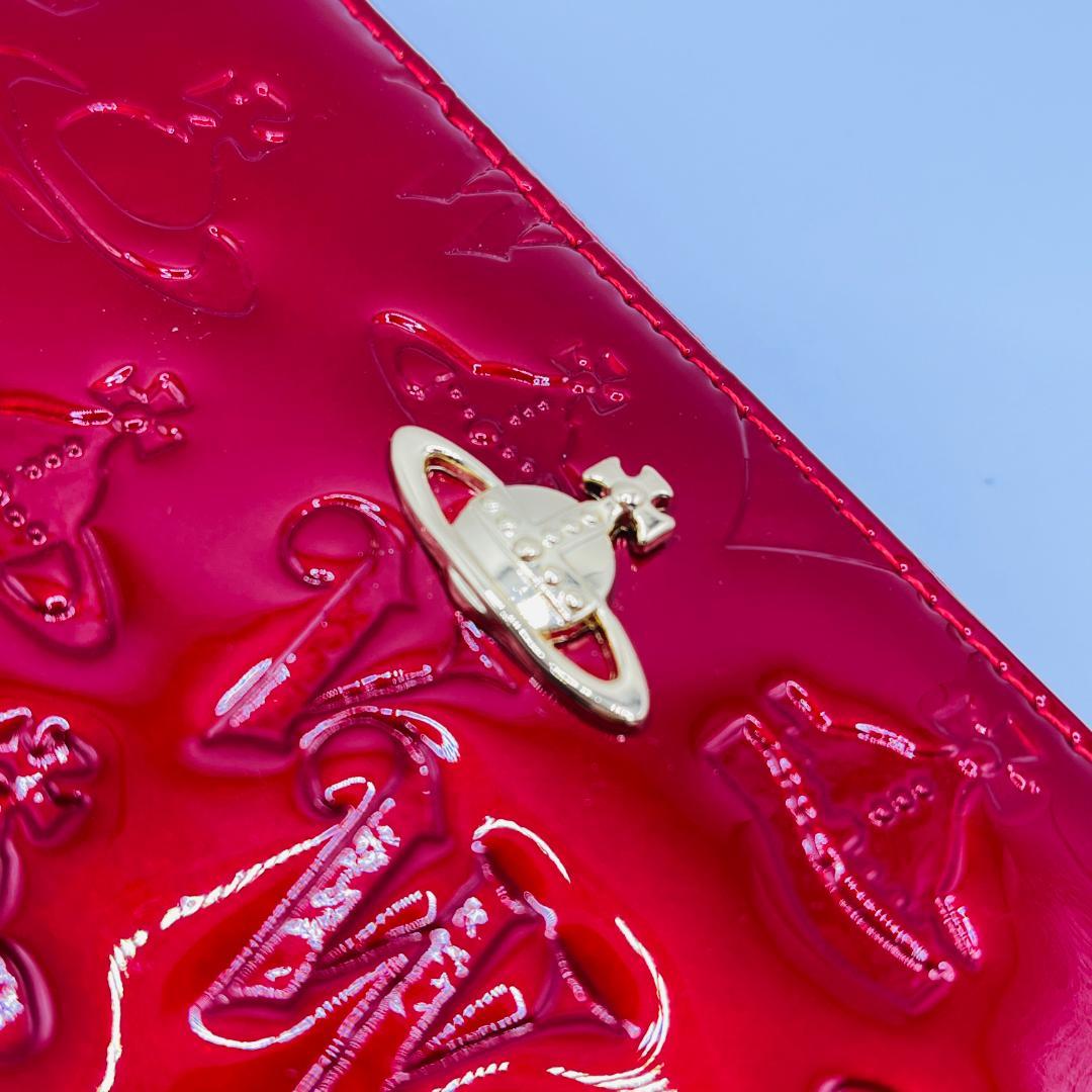 未使用 Vivienne Westwood 長財布 赤 型押し エナメル 人気
