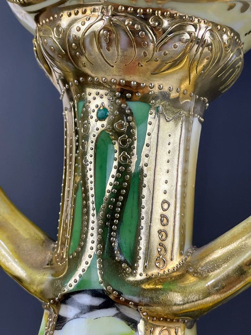 【大型】オールドノリタケ ３０cm アールヌーボー 薔薇紋 ジュエル金盛り 花瓶