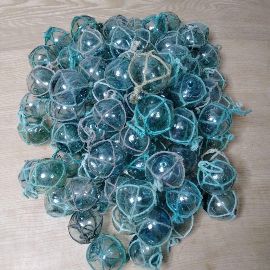 ガラス浮き球　浮き玉　ガラス玉　　　１０１個セット　網紐付き