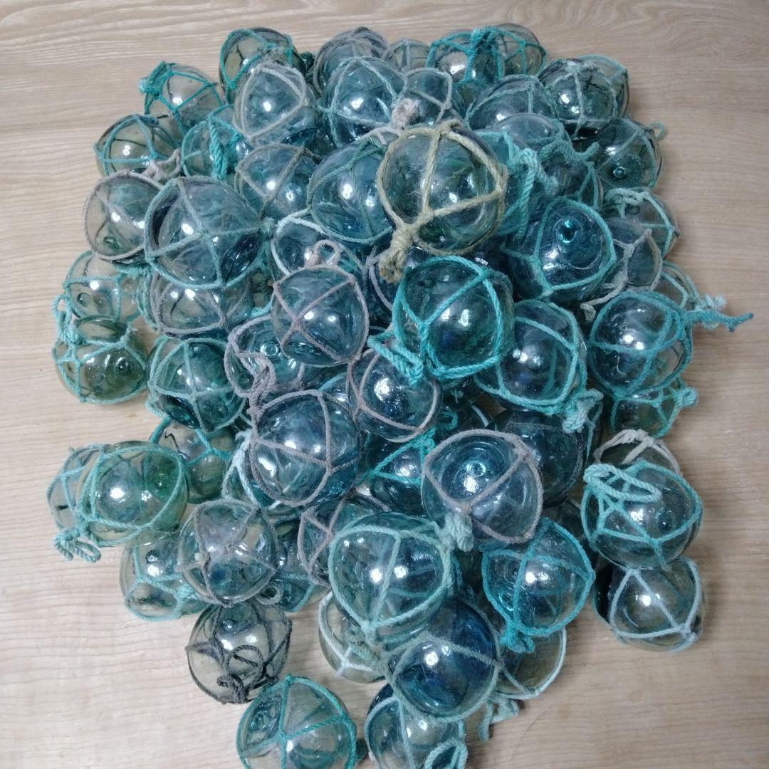 ガラス浮き球　浮き玉　ガラス玉　　　１０１個セット　網紐付き