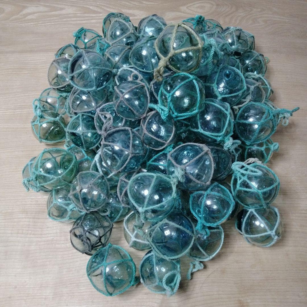 ガラス浮き球　浮き玉　ガラス玉　　　１０１個セット　網紐付き