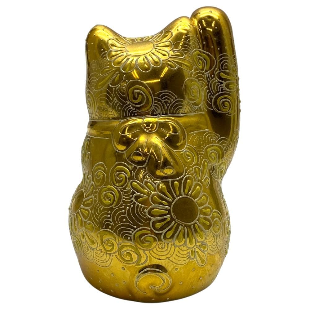 久谷焼　金色の招き猫　(右手金運招き猫)　金彩　開運　置物　正人作