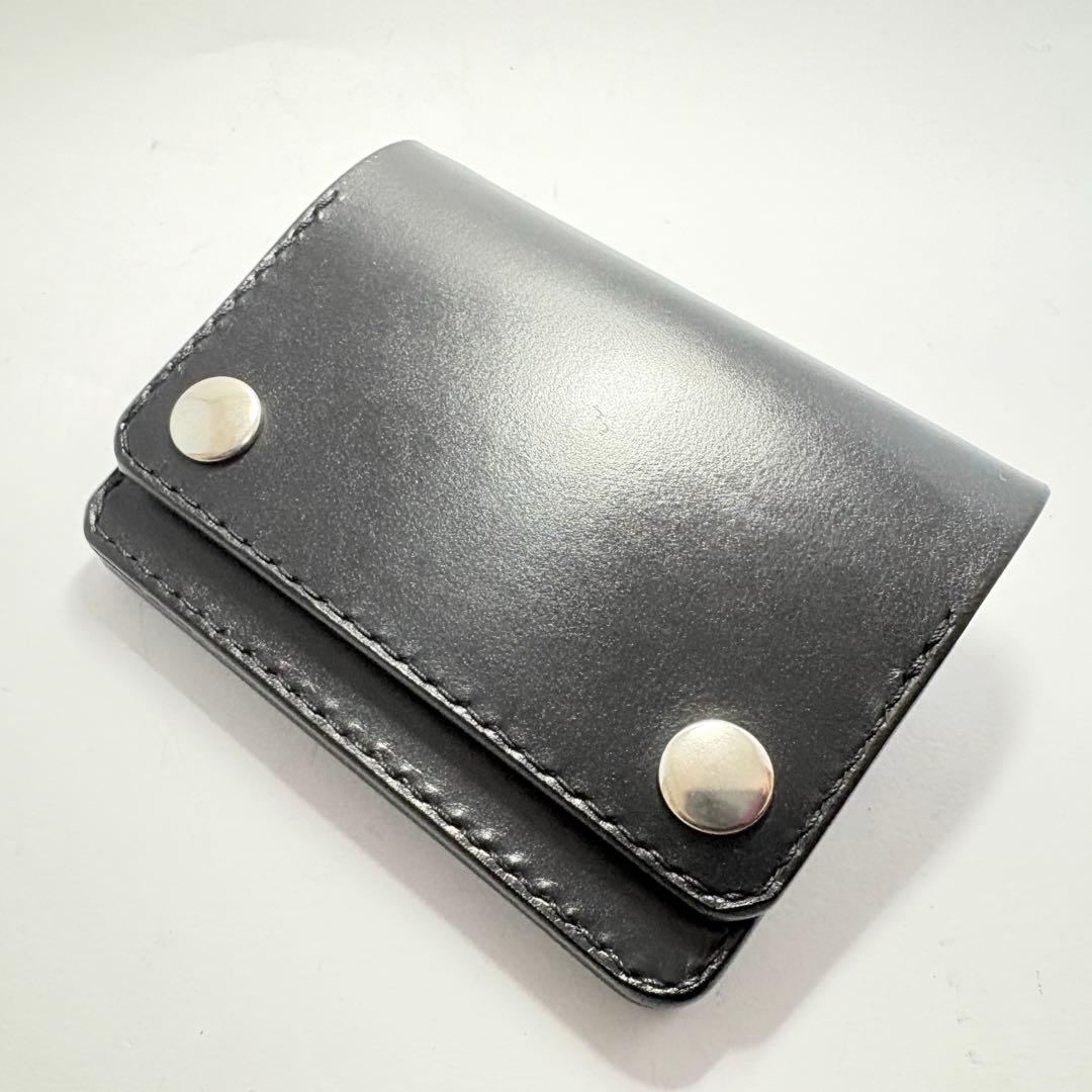 【本革】トラッカーウォレット　ショート　姫路レザー　茶心　ブラック　フチ黒