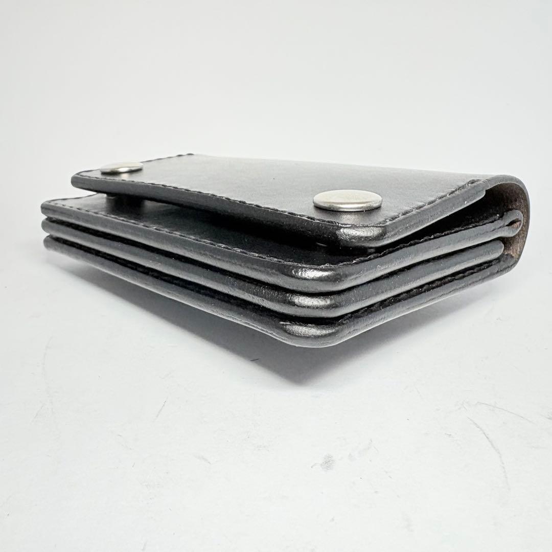 【本革】トラッカーウォレット　ショート　姫路レザー　茶心　ブラック　フチ黒