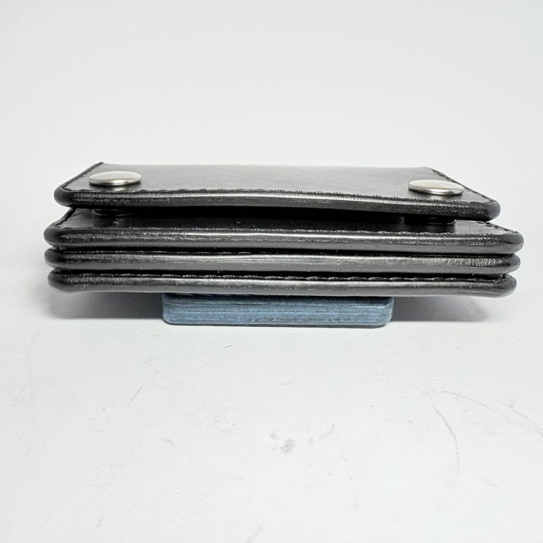 【本革】トラッカーウォレット　ショート　姫路レザー　茶心　ブラック　フチ黒