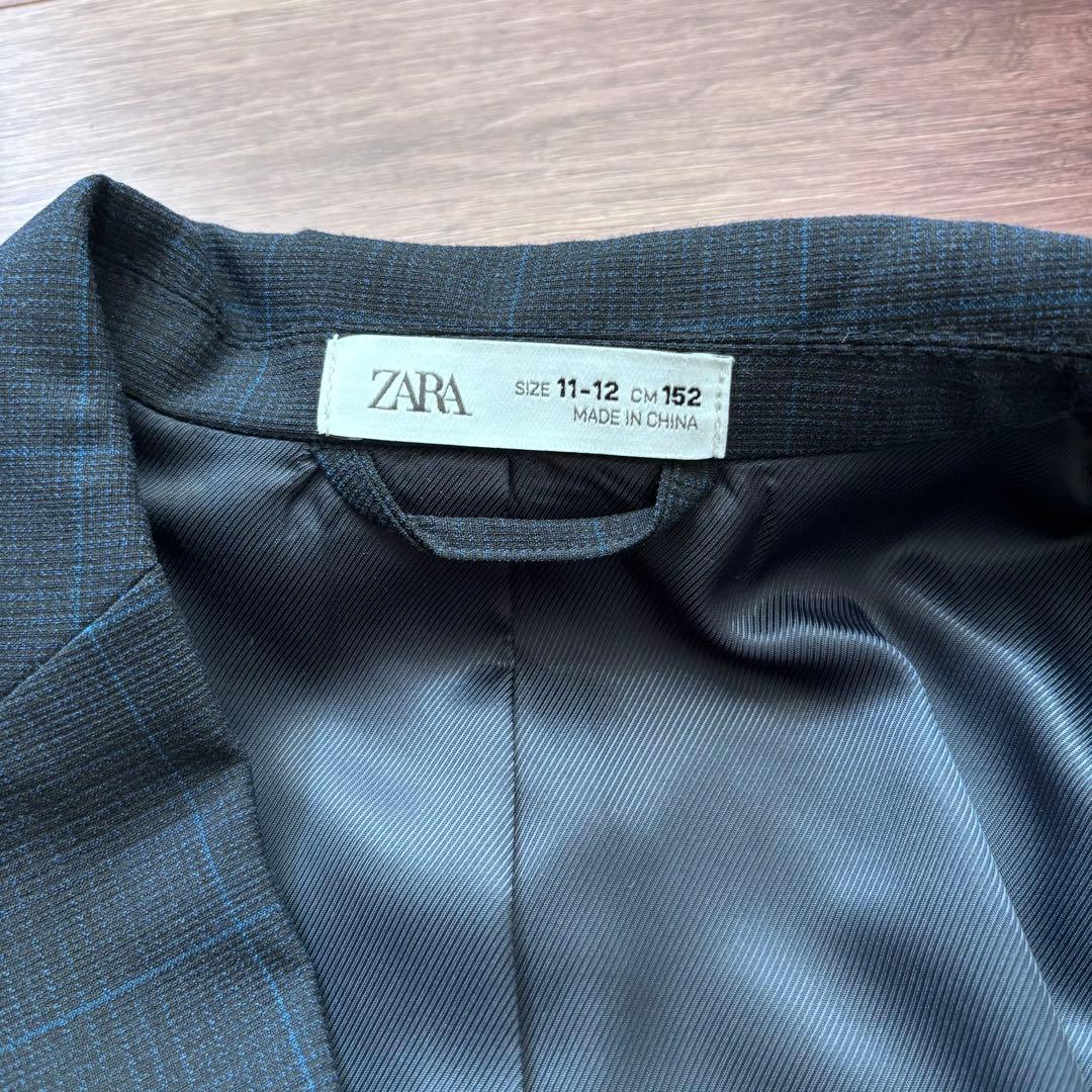 ZARA KIDS チェックスーツブレザー&パンツ、シャツ、ネクタイ4点セット